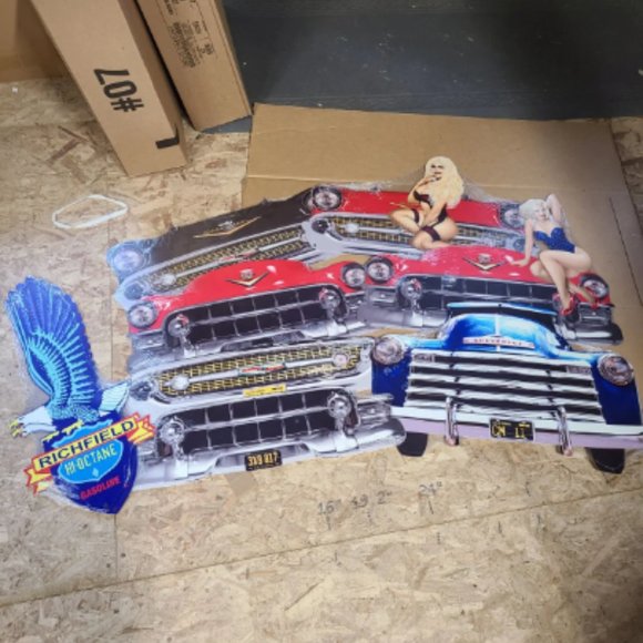 20x signs Lot HUGE Chevy Ford car USA STEEL Metal Truck Garage Dad Gift Ad - Picture 10 of 10